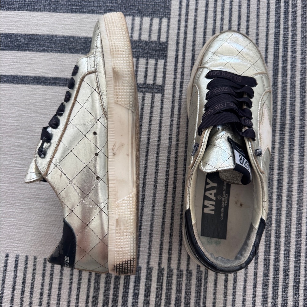 Golden Goose Metallic Sneakers with Dark Details